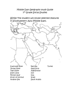 Middle East Geography study Guide - 6th Grade World Studies with
