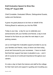 Chairman`s Graduation Speech - Northern Ireland Policing Board