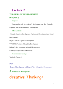 Lecture 2 THEORIES OF DEVELOPMENT (Chapter 2) Purpose: U