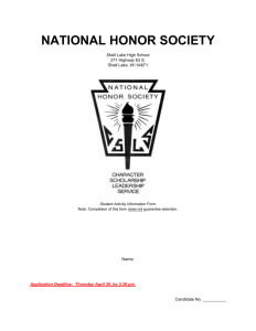 national honor society - School District of Shell Lake