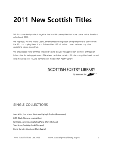 2011 New Scottish Titles This list conveniently collects together the
