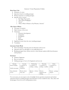 Semester 1 Exam Preparation/Outline Short Story Unit Elements of a