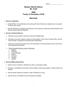 (WWI) - Treaty of Versailles