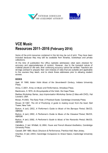 VCE Music Resources 2011-2016