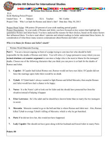 ELA Sixth Marking Period Project Grade/Class: 9 Subject: ELA