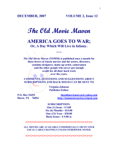 Issue 12 - America Goes to War - THE OLD MOVIE MAVEN . . . The