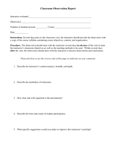 Classroom Observation Report Form