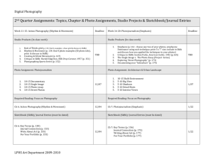 2nd Quarter Assignments: Topics, Chapter & Photo Assignments