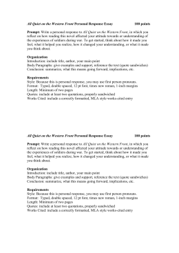 essays assignment all quiet on the western front personal essay