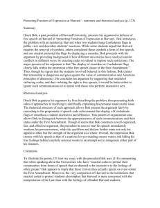 Protecting freedom of expression at harvard p.123 summary and