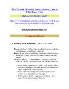 HCS 335 week 3 Learning Team Assignment Code of Ethics Paper