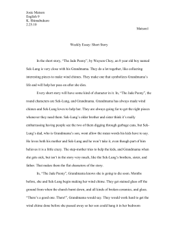 Essays About Animals Characterization Essay Doc Juliesimanskywritingfolder Weekly Essay Short Story Josiematsonwritingfolder Essay On Aids also High School Essay Example Characterization Essay The Character Analysis Essay The Introduction Essay About Economic Crisis
