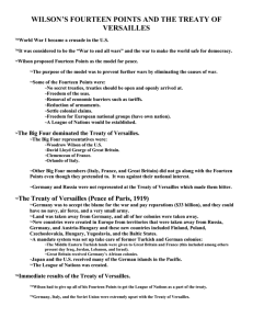 wilson`s fourteen points and the treaty of versailles