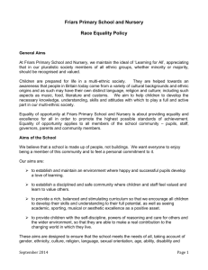 Race Equality - Friars Primary School and Nursery