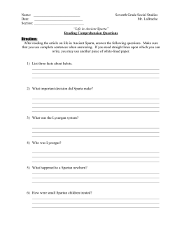 "Worksheet Answers: The City-States of Athens and Sparta"