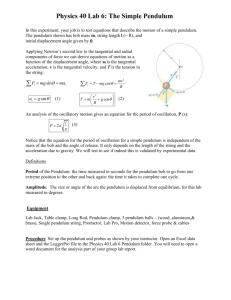 Physics 4A Lab 8: THe Simple Pendulum