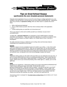 TIPS ON GRAD SCHOOL ESSAYS