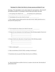 Worksheet for ACTONE Inherit the Wind, by Jerome Lawrence and