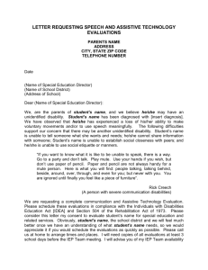 Letter Requesting Speech and AT Evaluations