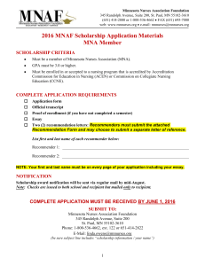 2016 MNA Member Scholarship Application