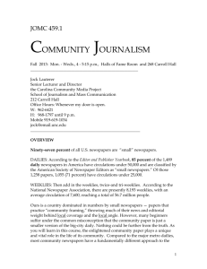 JOMC 459.1 COMMUNITY JOURNALISM Fall 2013: Mon.