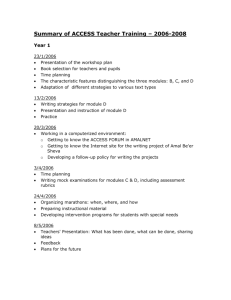 Summary of ACCESS Teacher Training – 2006