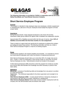 Short Service Employee Program - Texas Mutual Insurance Company