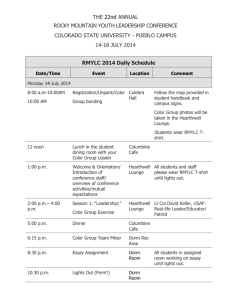 RMYLC 2014 Daily Schedule - Rocky Mountain Youth Leadership