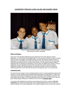 Junior Leadership through LVE in Zimbabwe