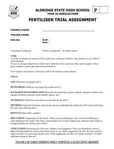 Fertilizer assignment - Aldridge State High School