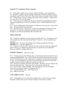 English IV Academic Daily Agenda