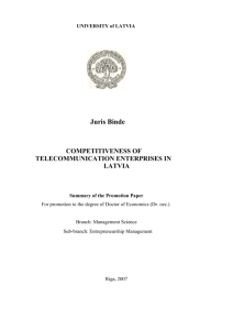 Juris Binde. Competitiveness of telecommunication enterprises in