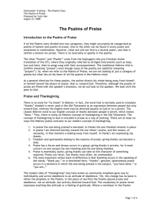 Lesson 10: The Psalms of Praise