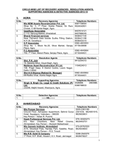 CIRCLE-WISE LIST OF RECOVERY AGENCIES , RESOLUTION