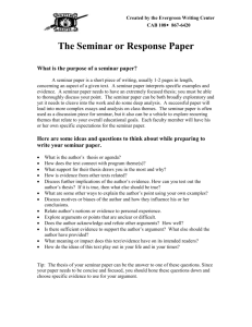 The Seminar or Response Paper
