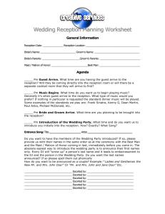 Wedding Reception Planning Worksheet