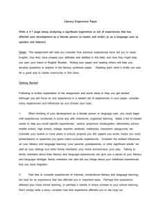 Literacy Experience Paper