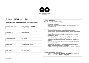Scheme of Work 2010 / 2011