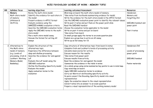 WJEC PSYCHOLOGY SCHEME OF WORK – MEMORY TOPIC