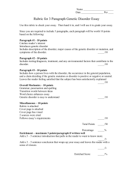 Multi paragraph essay rubric