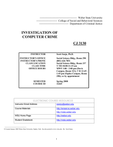 Criminal Justice 3130 Investigation of Computer Crime