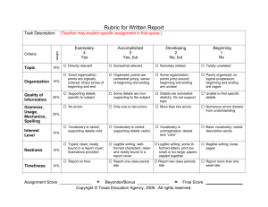Rubric for Written Report