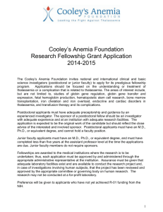 2014-2015 application for - Cooley`s Anemia Foundation