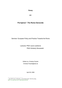 Essay - European Policy and Practice towards the Roma Home page