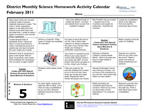 District Monthly Science Homework Activity Calendar February 2011