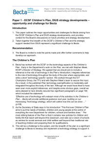 Paper 1 - DCSF Children`s Plan, DIUS strategy