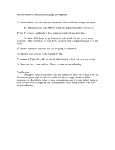 Personal narrative introductory paragraph development