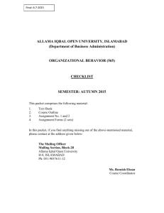 ASSIGNMENT No. 1 - Allama Iqbal Open University