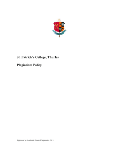Plagiarism Policy - St. Patrick`s College, Thurles