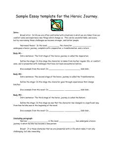 Sample Essay template for the Heroic Journey